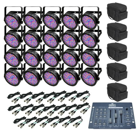 Chauvet SlimPar 56 LED Par 20 Can Lights + Obey 3 DMX Controller + 5 Light Cases
