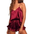 thumbnail image 1 of Conjunto de pijama de mujer Chaleco de pijama plisado de satén Conjunto de pijama de dos piezas de ropa interior, 1 of 5