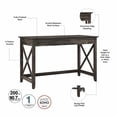 thumbnail image 6 of Bush Furniture Key West 48W Writing Desk with 2 Drawer Lateral File Cabinet and 5 Shelf Bookcase, Dark Gray Hickory, 6 of 7