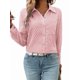 thumbnail image 2 of Camisas de Mujer con Botones, Larga, Cuello en V, Estilo Informal de Negocios, Blusas Lisas. Rosa S, 2 of 10