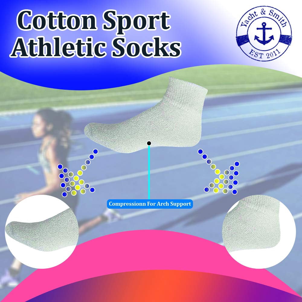 Yacht & Smith Wholesale Bulk Womens Mid Ankle Socks, Cotton Sport Athletic Socks - Size 9-18