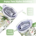 thumbnail image 5 of Green Leaves 40 Oz Tumbler with Handle Lid and Straw, Stainless Steel Double Walled Vacuum Insulated Cup, Cute Anniversary Wedding Birthday Gifts Tumbler for Women Men Friends Outdoor Indoor, 5 of 7