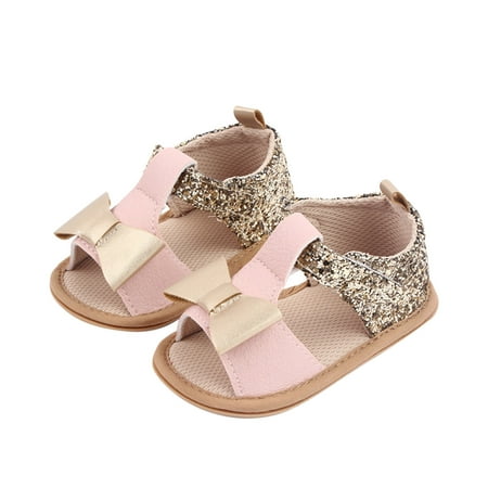 

Unisex Baby Shoes First Shoes Infant Girls Open Toe Shoes First Walkers Shoes Summer Toddler Bowknot Paillette Flat Sandals