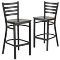 thumbnail image 3 of BizChair 2 Pack Black Ladder Back Metal Restaurant Barstool - Walnut Wood Seat, 3 of 13
