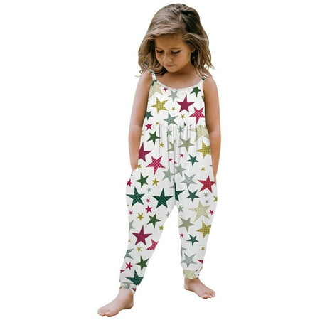 

DTBPRQ Toddler Baby Bodysuit Summer Strap One Piece Bodysuit Leopard Harem Straps Romper Sleeveless Floral Print Jumpsuit Playsuit 1-6 Years