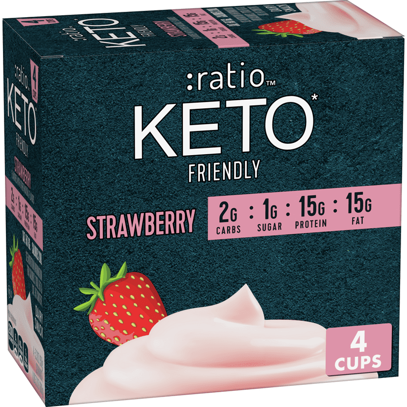 Ratio KETO* Friendly Dairy Snack Strawberry, 5.3 oz, 4 ct