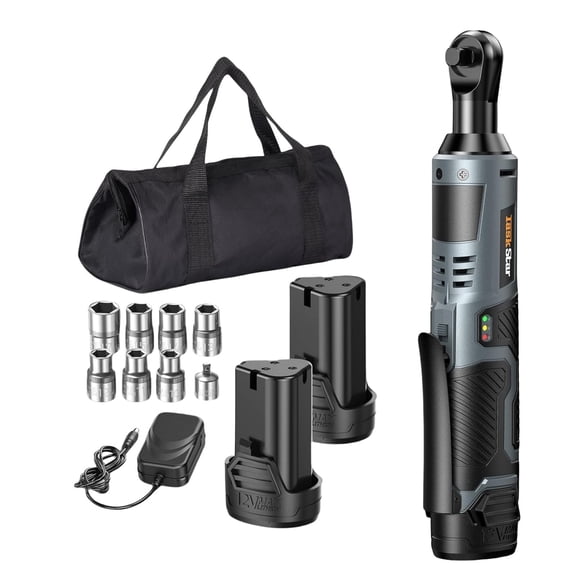 12V Cordless Ratchet Wrench 30Ft-lbs, Electric Torque Wrench Kit with 2x2Ah Battery & 7 Sockets