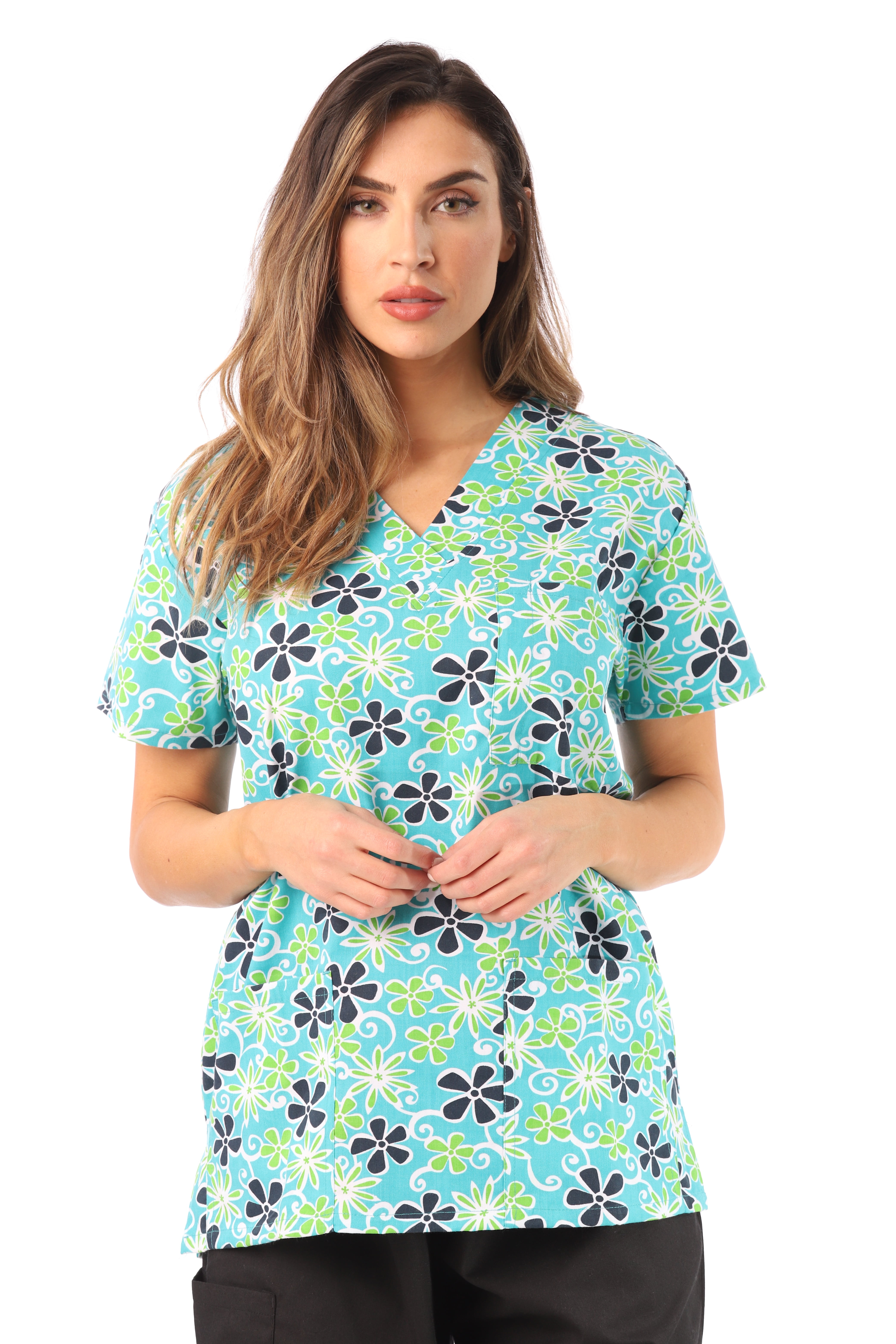 Just Love Just Love Women's Scrub Tops / Scrubs Pink Flower (Green