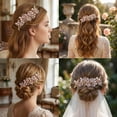 thumbnail image 7 of MIALLO Gold Wedding Hair Barrette for Bride, Vintage Floral Rhinestone Hair Clip, Bridal Headpiece for Half-up Hairstyle, 7 of 7