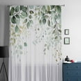 thumbnail image 5 of Eucalyptus Leaf Semi Sheer Curtains Drapes for Living Room, Bedroom, French Doors Window 63 Inches Long, Weeping Green Botanical Summer Rod Pocket Chiffon Curtain Drapery Voile Draperies Panel, 5 of 6