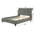 thumbnail image 5 of Roundhill Furniture Cerderia Velvet Upholstered Button Tufted Nailhead Trim Sleigh Bed, Queen, Gray, 5 of 5