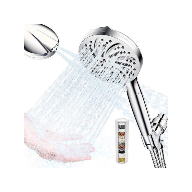 High Pressure Shower Head with Handheld - Filtered Shower Head with Pause and Jet Modes, Removable Powerful Pressure Hand Held Showerhead with Extra