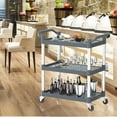 thumbnail image 2 of Ktaxon 3-Tier Plastic Rolling Service Utility Cart with Wheels, Heavy Duty 390lbs Capacity Garage Tool Cart Foodservice Cart for Warehouse Office Home Restaurant Kitchen Office, 2 of 8