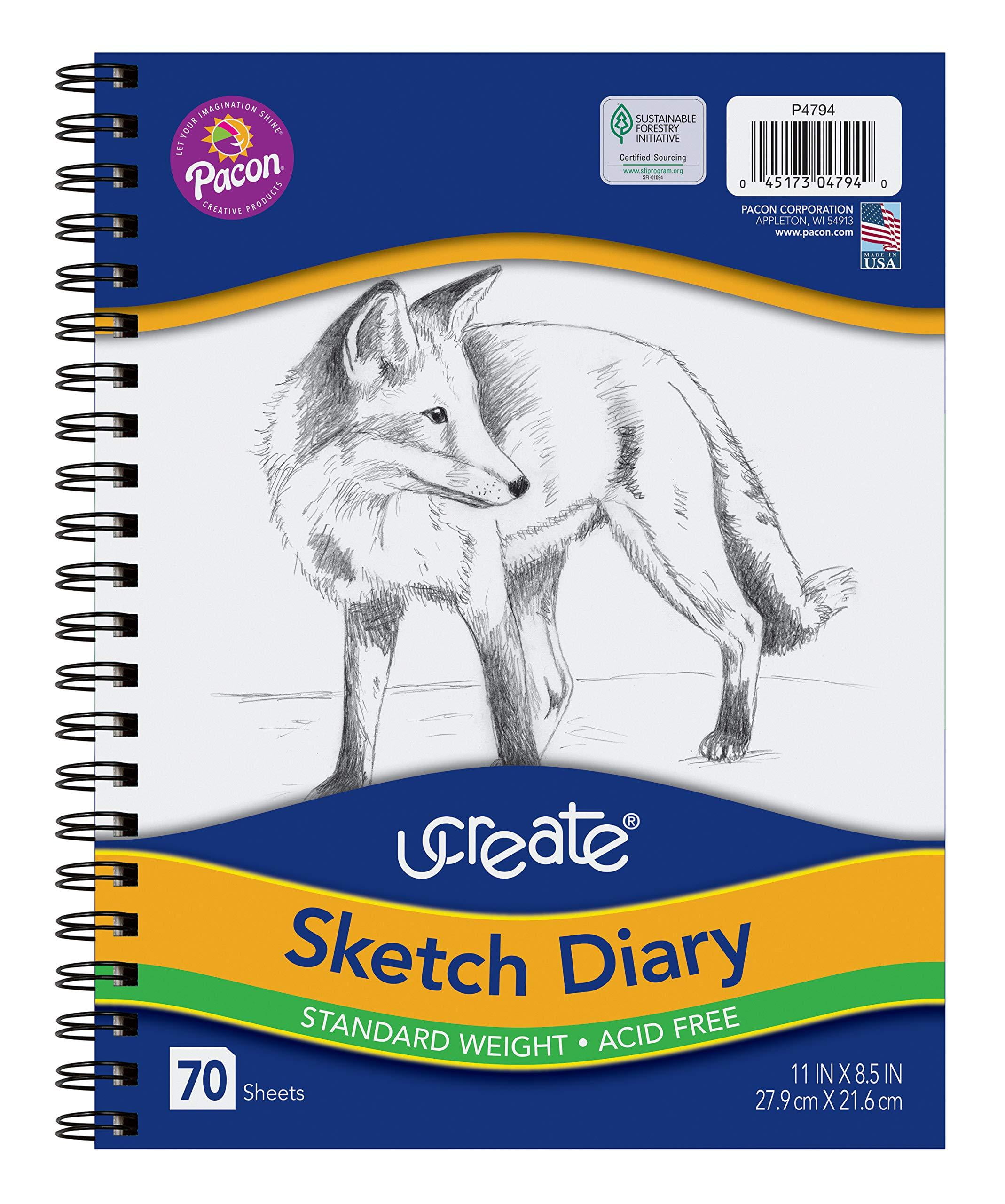 70 Sheets 8.5 x 11 2 Pack Pacon 4794 UCreate Sketch Diary 