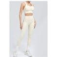 thumbnail image 3 of SKQIT Women's 2 Piece Workout Set Ruched Longline Sports Bra & High Waisted Leggings Removable Pads Yoga Pilates Outfit, 3 of 7