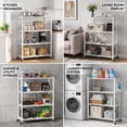 thumbnail image 4 of 4-Tier Foldable Metal Storage Shelves, No-Assembly Folding Frame and Rolling Storage Rack for Kitchen, Pantry, Garage and Basement, White, 4 of 9
