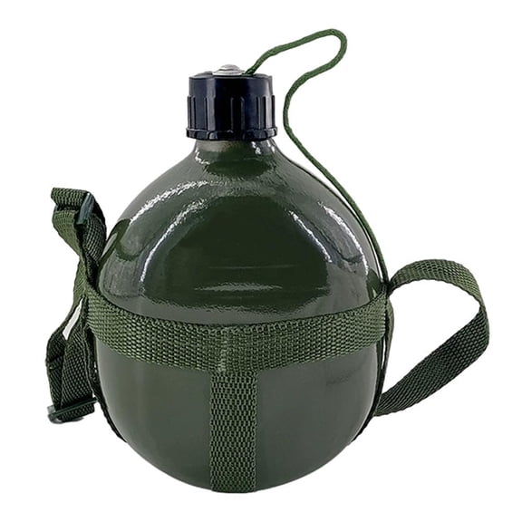 Portable Aluminum Water Canteen Kettle - Canteen Water Bottle with Shoulder Strap for Outdoor Travel Hiking Sport Recreation Supply