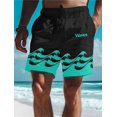 thumbnail image 1 of Waves Men's 3D Printed Board Shorts Swim Trunks Elastic Waist Drawstring Summer New Hawaiian Beach Style Letter Design Shorts, 1 of 5