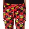 thumbnail image 3 of Dr Seuss Woman's The Grinch Buffalo Plaid Plush Fleece Pants Juniors Lounge Pajama Pants w/ Adjustable Elastic Waistband, 3 of 6