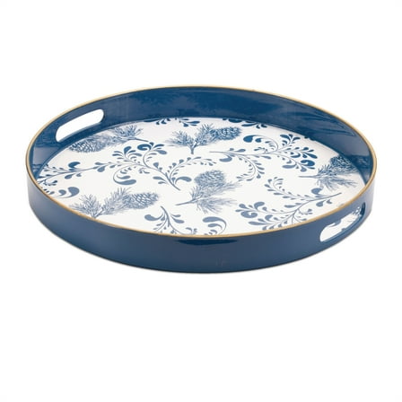 Melrose Pine Round Serving Tray - 13.75" - Blue and White