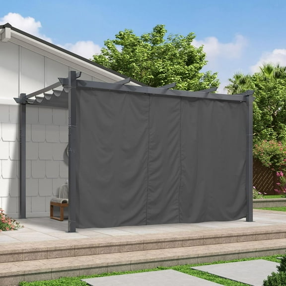 PURPLE LEAF Outdoor Curtains Privacy for 13' Side Pergola with Grommets and Rod Outside Porch Shade Patio Deck Retractable Replacement Gazebo Cabana Curtain Set of 2 Panels 68 x 82 inch Gray