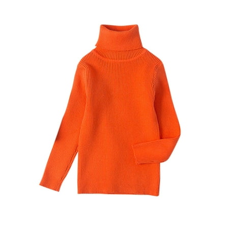 

FRSASU Clearance Toddler Kids Baby Knit Turtleneck Sweater Soft Solid Warm Sweater Crochet Pullover Orange 130(130)