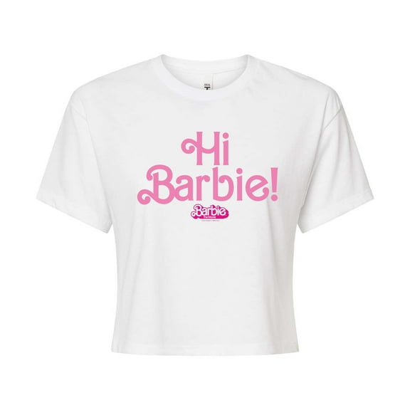 Barbie The Movie - Hi Barbie - Juniors Cropped Cotton Blend T-Shirt