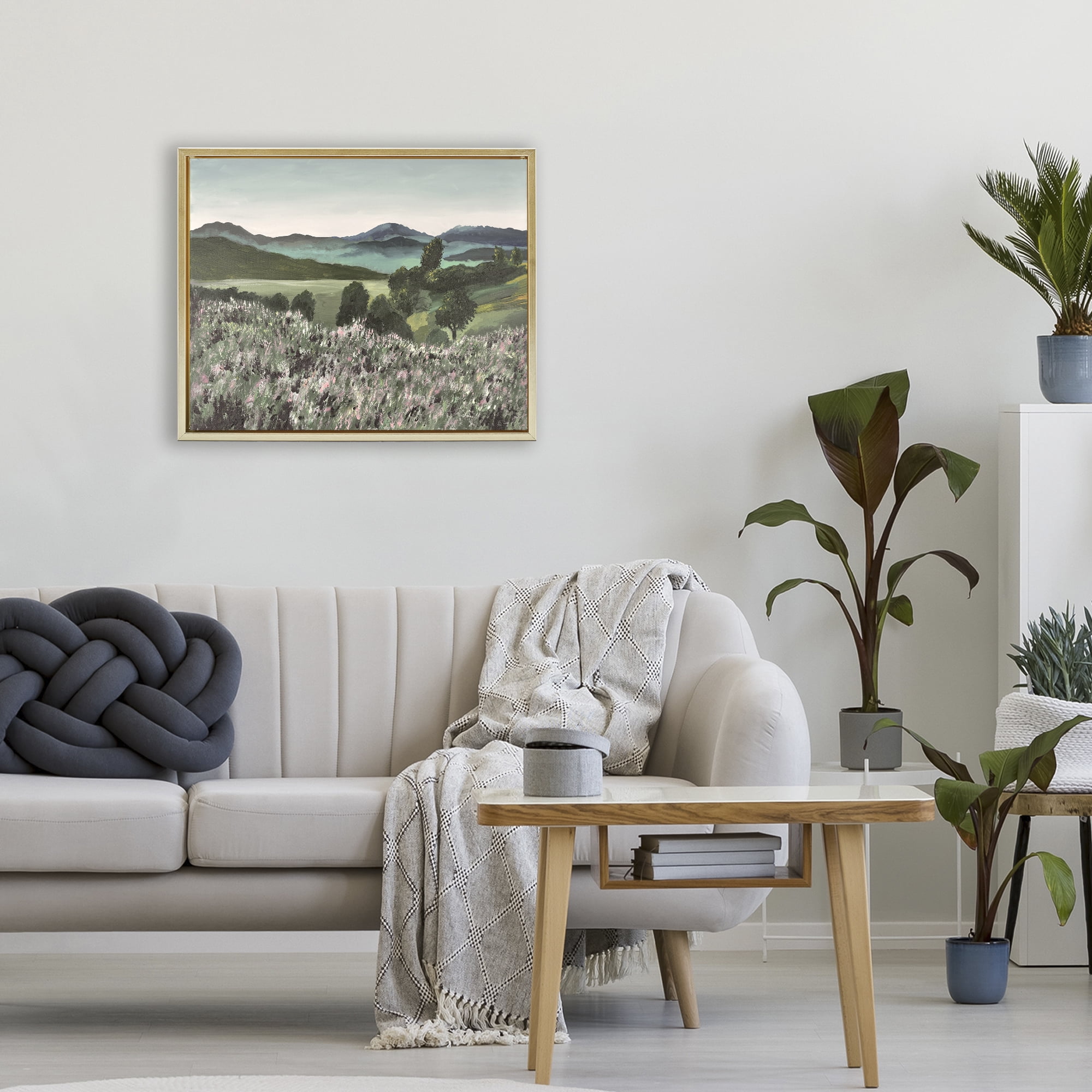 Stupell Industries Windblown Meadow Blooms Gold Framed Floater Canvas Wall Art, design by Lee Ann Zirbes