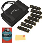 Fender Blues DeVille Harmonica - 7 Pack Bundle with Case, Austin Bazaar Instructional Manual, and Polishing Cloth