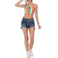 thumbnail image 2 of INSPIRE CHIC Women's U Neck Casual Striped Crop Tank Top M Multicolor, 2 of 6