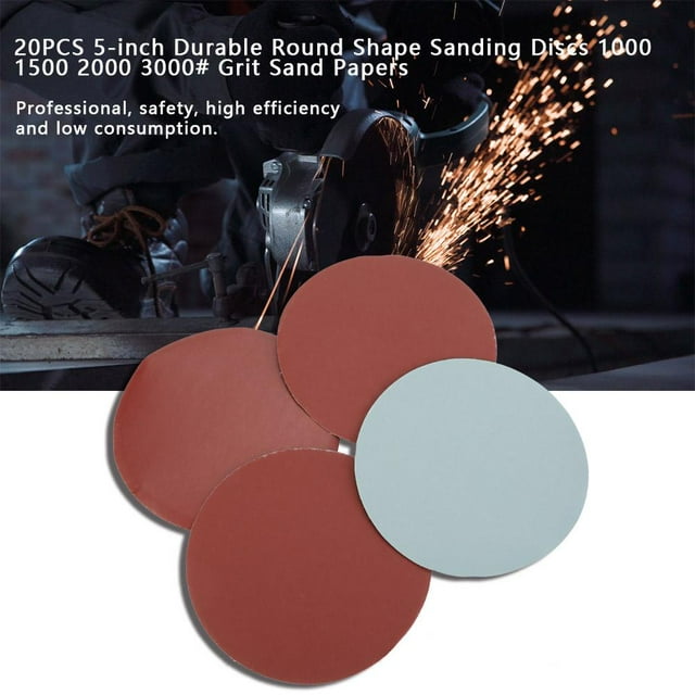 Patins de Ponçage, 20 Pcs Disques de Sable de 5 Pouces pour Meubles, Réparation Automobile