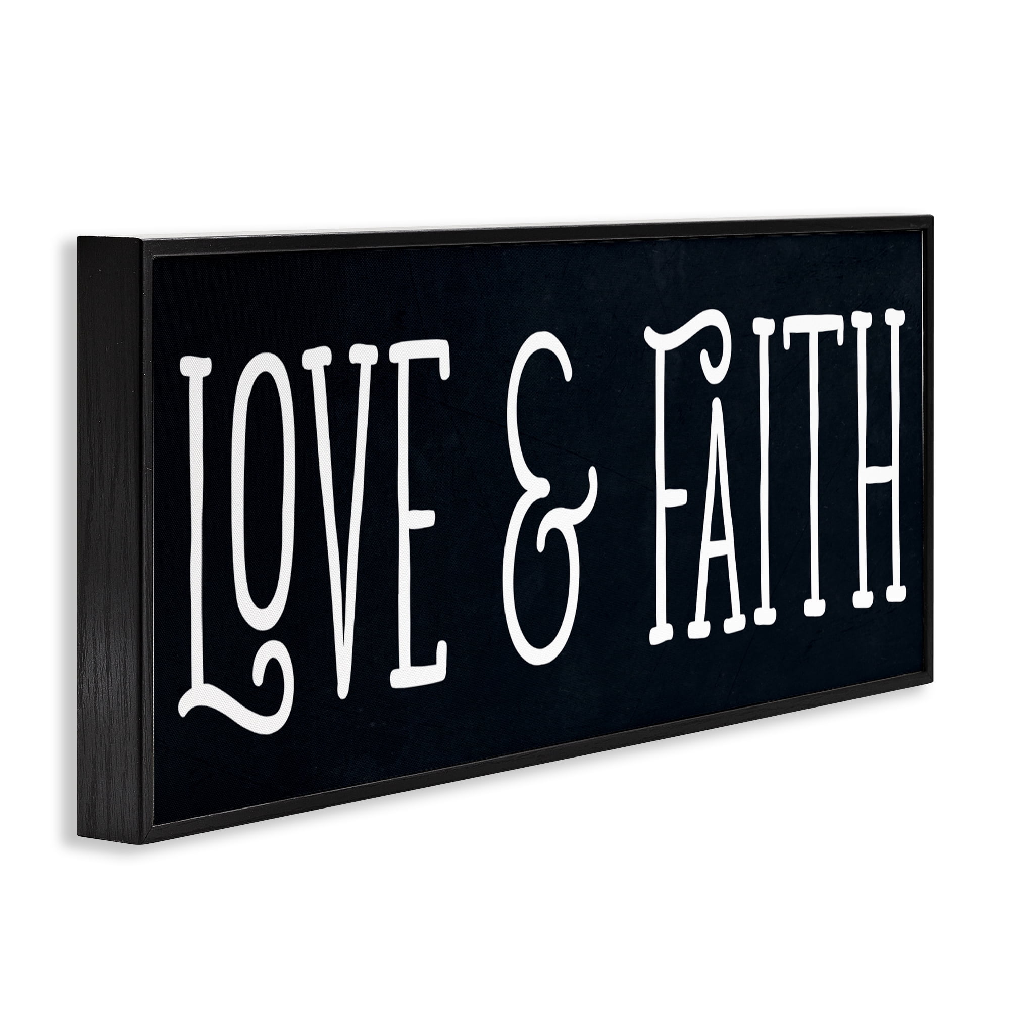 Stupell Industries Love & Faith on Black Black Framed Giclee Art, design by SD Graphics Studio