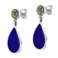 thumbnail image 2 of AeraVida Vintage Elegance Blue Lapis Teardrops Sterling Silver Post Drop Earrings, 2 of 5