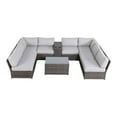 thumbnail image 3 of Living Source International Ensemble Sectionnel en Rotin 10 Pcs avec Coussins Marron, 3 of 3