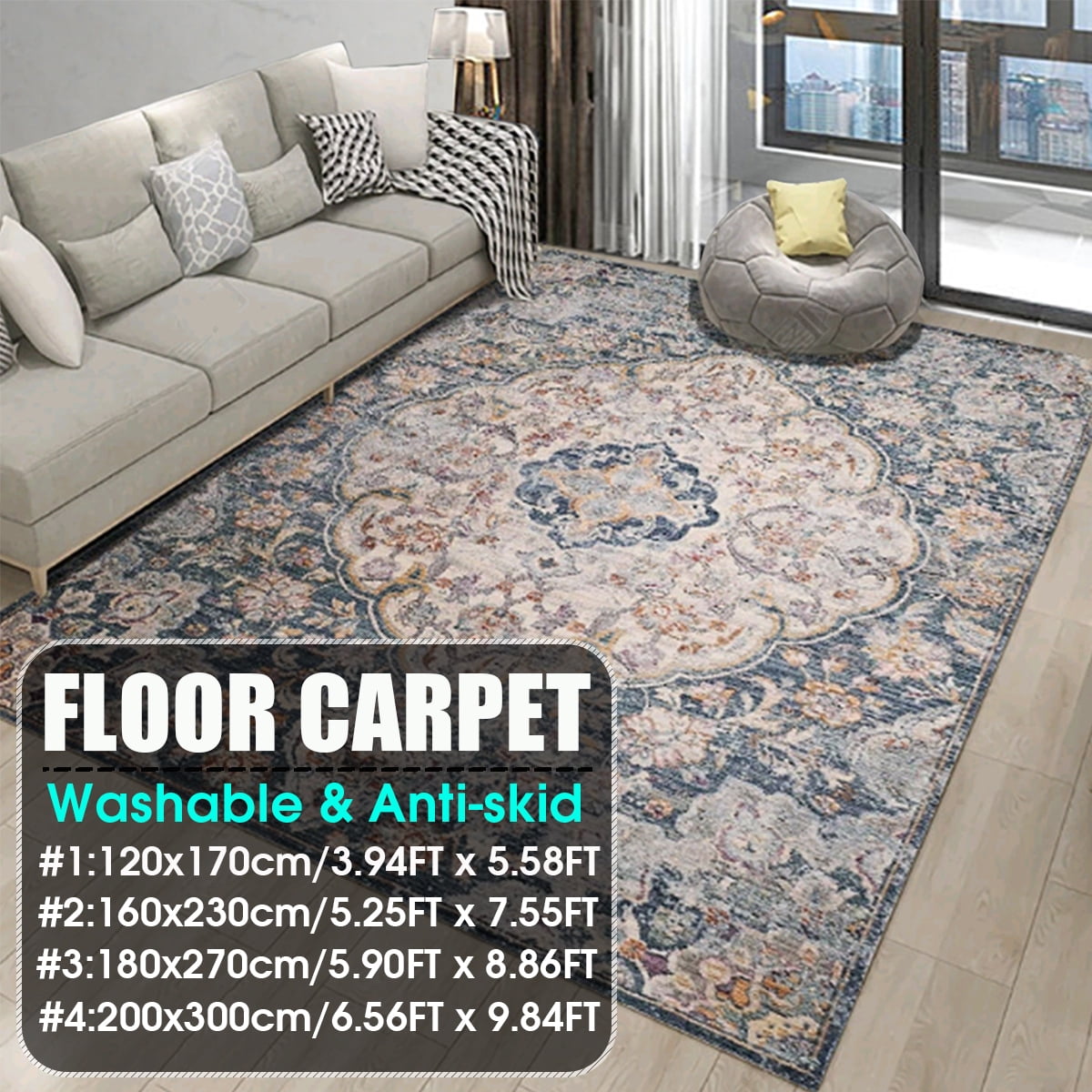 Indoor Room Area Rug Carpet Large Non Slip Floor Carpet Rug Mat For