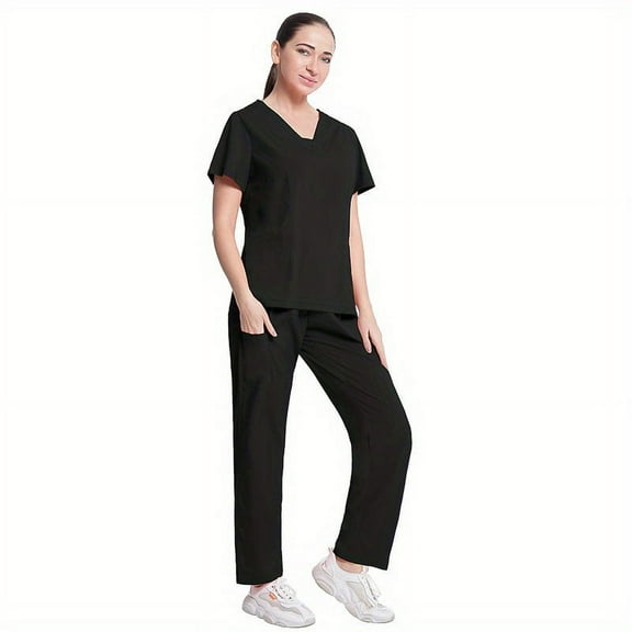 2-Piece Suit Agile & Alluring: Short Sleeve Stretch Scrub Suits for Beauty & Dental Squads!