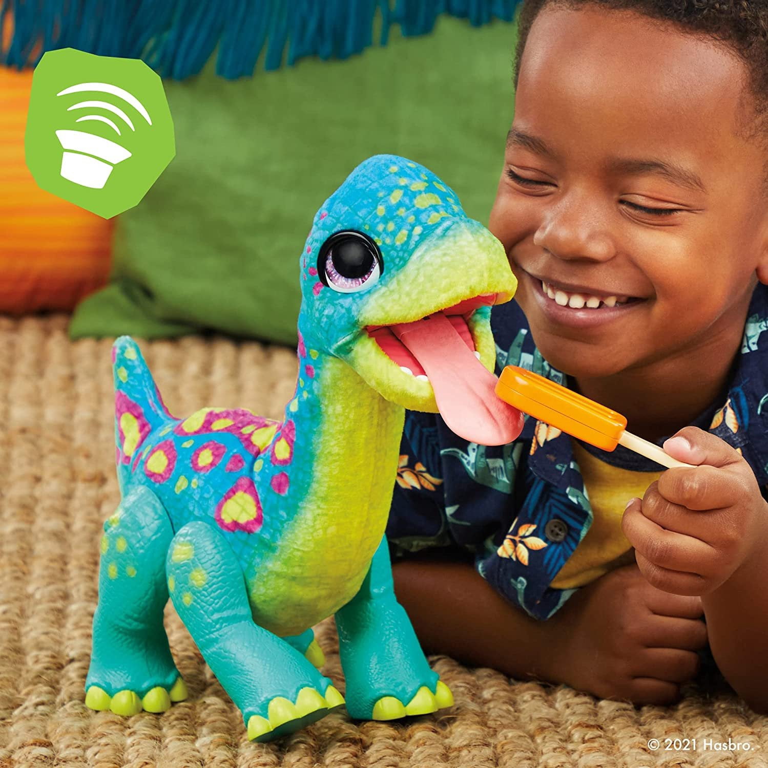 furReal Snackin' Sam The Bronto, 40+ Sounds & Reactions, for Kids Ages 4 and up - Electronic Pets