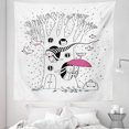 thumbnail image 1 of Magic Tapestry, Minimalist Habitat Drawing with Rabbits Tree Hole Houses in Rainy Day Hollow Design, Fabric Wall Hanging Decor for Bedroom Living Room Dorm, 5 Sizes, White Pink, by Ambesonne, 1 of 1