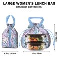 thumbnail image 5 of Boho Bohemia Flower Drawstring Lunch Bag Women - Drawstring Lunch Bag Insulated for Work Office - Stain-Resistant Large Lunchbags for Women with Multi-Pockets, 5 of 6