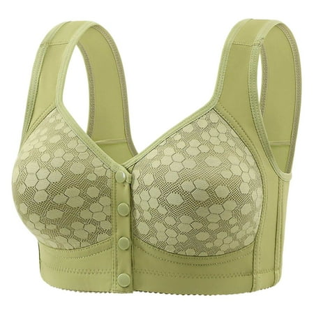 2DXuixsh Comfortable Bras for Women Elderly Daisy Bra No Underwire Comfortable Front Closure Sleep Bras Light Thin Breathable Cotton Bra Tank Top Green Size 36