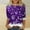 Purple, variant on Herrnalise Womens Tops Round Neck Three Quarter Sleeve Christmas Printed Top Gifts for Women