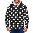 thumbnail image 4 of JUNZAN Black and White Polka Dot Print Men's Zip Up Hoodie Athletic Hoodies Long Sleeve Hooded Sweatshirts With Pockets (S-3XL), 4 of 6