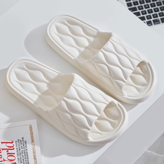 Nvzi-c Pillow Slippers for Women and Men Non Slip Quick Drying Shower Slides Bathroom Sandals ，Ultra Cushion ，Thick Sole（Size：40-41，Yellow）