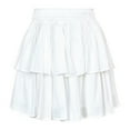 thumbnail image 2 of Idoravan Women's Basic Versatile Skirt Clearance Womens Fashion Solid Color Dress High Waist Cute Elastic Band Ruffle Double Layer Cupcake Skirt, 2 of 6