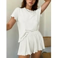thumbnail image 2 of DAKIMOE Womens Pajamas Set, 2 Piece Ribbed Knit Pjs Short Sleeve Sleepwear Set Soft Pj Lounge Sets, 2 of 8