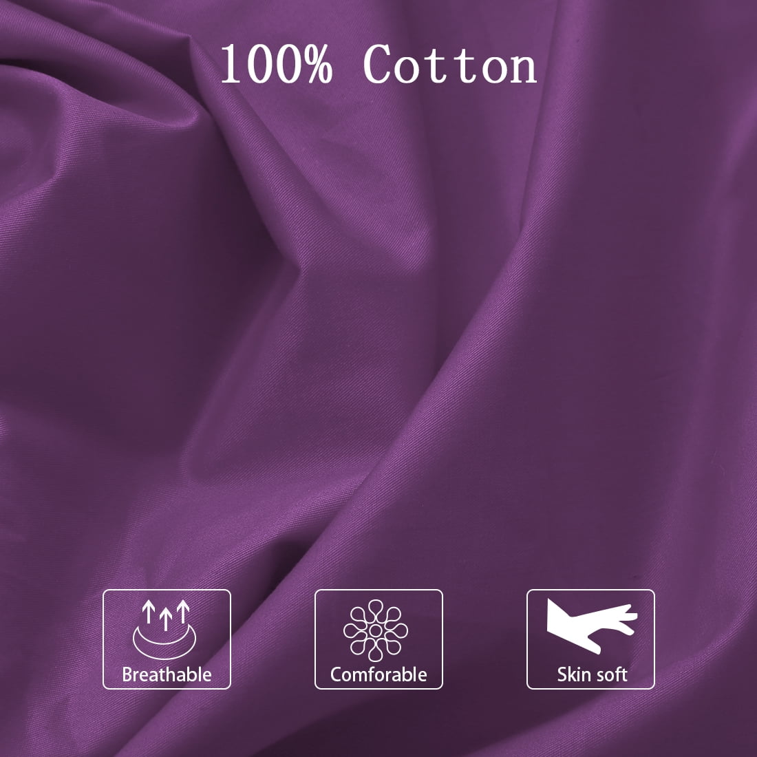 Unique Bargains Cotton Zippered Body Pillowcase Pillow Cover Purple 20" x 72"