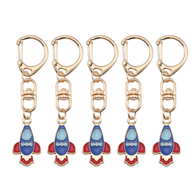 BRIGHTFUFU 5 piezas de diseño de moda llaveros colgantes llaveros de metal llavero de aleación adornos artesanales regalo de recuerdo (cohete)