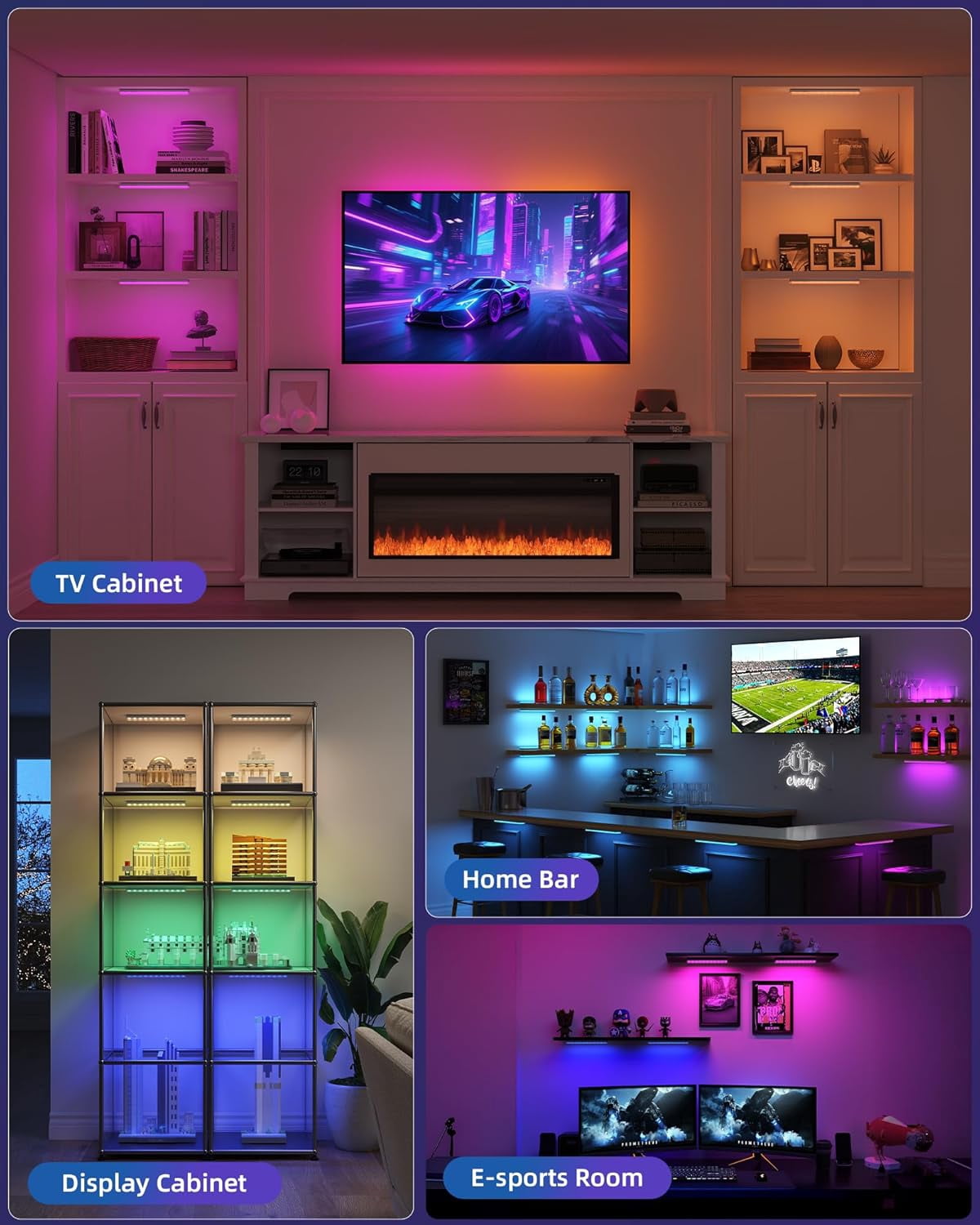 JJEAN-1Pack + 1Pack 80 RGB Under Cabinet Lighting & Remote