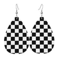 thumbnail image 6 of Faux Leather Teardrop Earrings Checkerboard Printed Dangle Earrings Lightweight Drop Earrings, 6 of 6