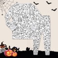 thumbnail image 4 of Glisme Halloween Toddler Boys Outfit Set Graphic Print Long Sleeve Crew Neck Sweatshirt With Pants Set Boys Autumn Daily Breathable Outfit Size 2-3 Years White, 4 of 4